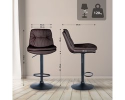 CLP Laurel Barkruk - met rugleuning - in hoogte verstelbaar - met voetensteun - kunstleer - zwart/bruin