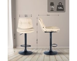 CLP Laurel Barkruk - met rugleuning - in hoogte verstelbaar - met voetensteun - kunstleer - zwart/creme