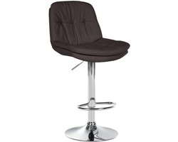 CLP Laurel Barkruk - met rugleuning - in hoogte verstelbaar - met voetensteun - stof - chroom/donkergrijs