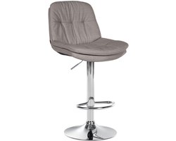 CLP Laurel Barkruk - met rugleuning - in hoogte verstelbaar - met voetensteun - stof - chroom/grijs