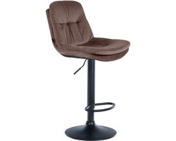 CLP Laurel Barkruk met rugleuning - in hoogte verstelbaar - met voetensteun - velvet - fluweel - zwart/bruin