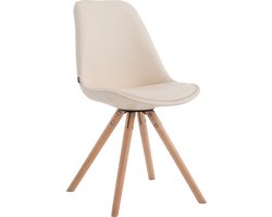 CLP Laval Eetkamerstoel - klassiek - met houten poten - Rond - Kunstleer - creme natura
