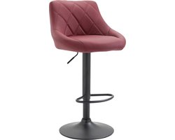 CLP Lazio Barkruk - Met rugleuning - Verstelbaar - Voetsteun - Kunstleer - bordeauxrood zwart