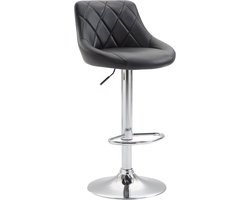 CLP Lazio Barkruk - Met rugleuning - Verstelbaar - Voetsteun - Kunstleer - chroom/zwart