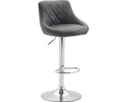 CLP Lazio Barkruk - Met rugleuning - Verstelbaar - Voetsteun - Kunstleer - grijs chroom