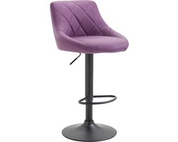 CLP Lazio Barkruk - Met rugleuning - Verstelbaar - Voetsteun - Kunstleer - purper zwart