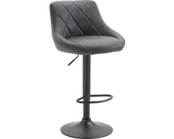 CLP Lazio Barkruk - Met rugleuning - Verstelbaar - Voetsteun - Kunstleer - zwart/grijs