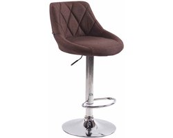 CLP Lazio Barkruk - Met rugleuning - Verstelbaar - Voetsteun - Stof - chroom/bruin