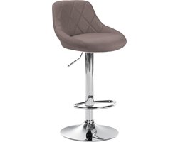 CLP Lazio Barkruk - Met rugleuning - Verstelbaar - Voetsteun - Stof - chroom/taupe