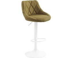 CLP Lazio Barkruk - Met rugleuning - Verstelbaar - Voetsteun - Stof - groen wit