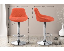 CLP Lazio Barkruk - Met rugleuning - Verstelbaar - Voetsteun - Stof - oranje chroom