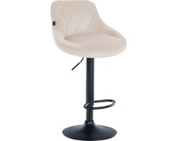 CLP Lazio Barkruk - Met rugleuning - Voetsteun - Velvet - Fluweel - creme zwart