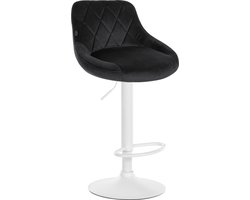 CLP Lazio Barkruk - Met rugleuning - Voetsteun - Velvet - Fluweel - wit/zwart