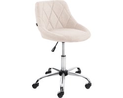 CLP Lazio Werkkruk - Werkstoel - Werkplaatskruk - Met rugleuning - Op wielen - Met rugleuning - Kunstleer - creme Stof