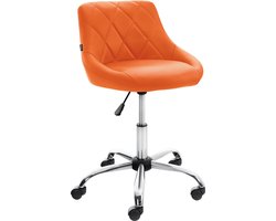 CLP Lazio Werkkruk - Werkstoel - Werkplaatskruk - Met rugleuning - Op wielen - Met rugleuning - Kunstleer - oranje Kunstleer