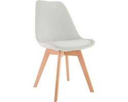 CLP Linares Eetkamerstoel - Design Keukenstoel - Scandinavisch Kuipstoel - Houten Poten Fluweel/licht grijs
