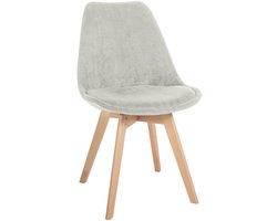 CLP Linares Eetkamerstoel - Design Keukenstoel - Scandinavisch Kuipstoel - Houten Poten Ribstof/licht grijs