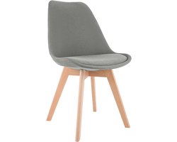 CLP Linares Eetkamerstoel - Design Keukenstoel - Scandinavisch Kuipstoel - Houten Poten Stof/licht grijs