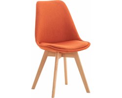 CLP Linares Eetkamerstoel - Zonder armleuning - Hout frame - oranje Stof