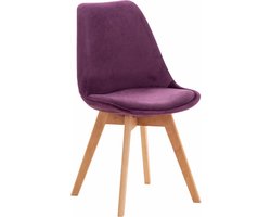 CLP Linares Eetkamerstoel - Zonder armleuning - Hout frame - purper Fluweel