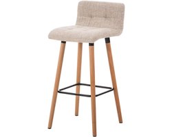 CLP Lincoln Barkruk - Met rugleuning - Voetsteun - Stof -, Kleur:creme