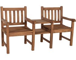 CLP Lior Tuinbank met Tafel - 2-in-1 Ombouwbaar - Massief Teakhout - teak