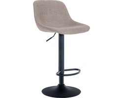 CLP Loft Barkruk - Met rugleuning - Verstelbaar - Voetsteun - zwart/taupe