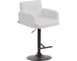 CLP Los Angeles Barkruk - Met armleuning - Met rugleuning - Verstelbaar - Kunstleer - wit zwart