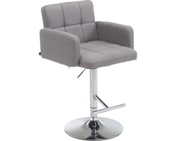 CLP Los Angeles Barkruk - Met armleuning - Met rugleuning - Verstelbaar - Stof - grijs chroom