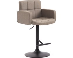 CLP Los Angeles Barkruk - Met armleuning - Met rugleuning - Verstelbaar - Stof - taupe zwart