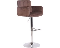 CLP Los Angeles Barkruk - Met armleuning - Met rugleuning - Verstelbaar - Velvet - Fluweel - bruin chroom