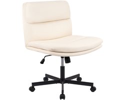 CLP Loungefauteuil Eldor van kunstleer, in hoogte verstelbaar, draaibaar, met rugleuning, tot 135 kg creme