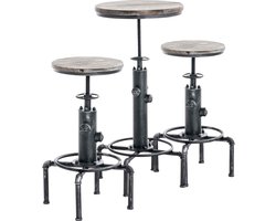 CLP Lynton 2 delige bar tafel set - Bartafel met barstoelen - Binnen - Hoog - Kunstleer - antiek zilver