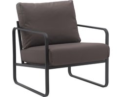 CLP Manea Fauteuil - Lounger - Met armleuning - Design - Met stevig metalen frame - Gestoffeerde club fauteuil bruin Kunstleer