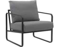CLP Manea Fauteuil - Lounger - Met armleuning - Design - Met stevig metalen frame - Gestoffeerde club fauteuil grijs Kunstleer