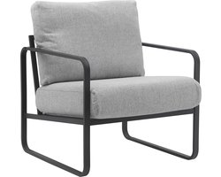 CLP Manea Fauteuil - Lounger - Met armleuning - Design - Met stevig metalen frame - Gestoffeerde club fauteuil licht grijs Stof