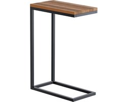 CLP Manteo Bijzettafel - metaal met hout - woonkamer - Salontafel van eikenhout - Sofa-tafel met metalen frame - Vierkant nachtkastje eik