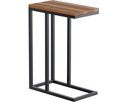 CLP Manteo Bijzettafel - metaal met hout - woonkamer - Salontafel van eikenhout - Sofa-tafel met metalen frame - Vierkant nachtkastje eik