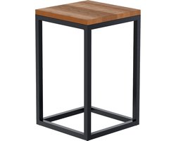CLP Manteo Bijzettafel - metaal met hout - woonkamer - Salontafel van eikenhout - Sofa-tafel met metalen frame - Vierkant nachtkastje eik