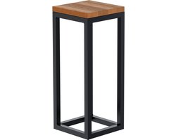 CLP Manteo Bijzettafel - metaal met hout - woonkamer - Salontafel van eikenhout - Sofa-tafel met metalen frame - Vierkant nachtkastje eik