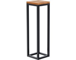 CLP Manteo Bijzettafel - metaal met hout - woonkamer - Salontafel van eikenhout - Sofa-tafel met metalen frame - Vierkant nachtkastje eik