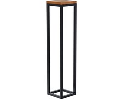 CLP Manteo Bijzettafel - metaal met hout - woonkamer - Salontafel van eikenhout - Sofa-tafel met metalen frame - Vierkant nachtkastje eik