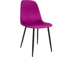 CLP Maryam Eetkamerstoel - klassiek - met rugleuning - zwart metalen frame - belastbaar tot 150 kg - Fluweel/purper