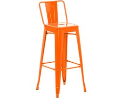 CLP Mason Barkruk - Met rugleuning - Voetsteun - Metaal - oranje/natura