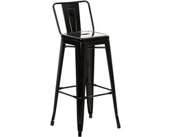 CLP Mason Barkruk - Met rugleuning - Voetsteun - Metaal - zwart/natura