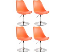 CLP Maverick Set van 4 Eetkamerstoelen - Kunststof oranje chroom