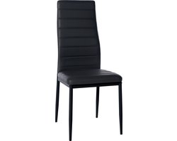 CLP Mayfair Eetkamerstoel - Zonder armleuning - Fauteuil - Metalen onderstel - zwart Kunstleer