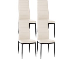 CLP Mayfair Set van 4 eetkamerstoelen - Zonder armleuning - Fauteuil - Metalen onderstel - creme Kunstleer