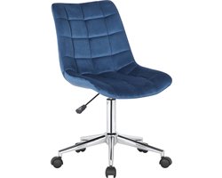 CLP Medford Bureaustoel - Ergonomisch - Zonder armleuningen - Voor volwassenen - Velvet - Fluweel - blauw