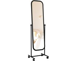 CLP Medusa Spiegel - Staande spiegel - Make up spiegel - Passpiegel - Met wielen - Metaal - zwart